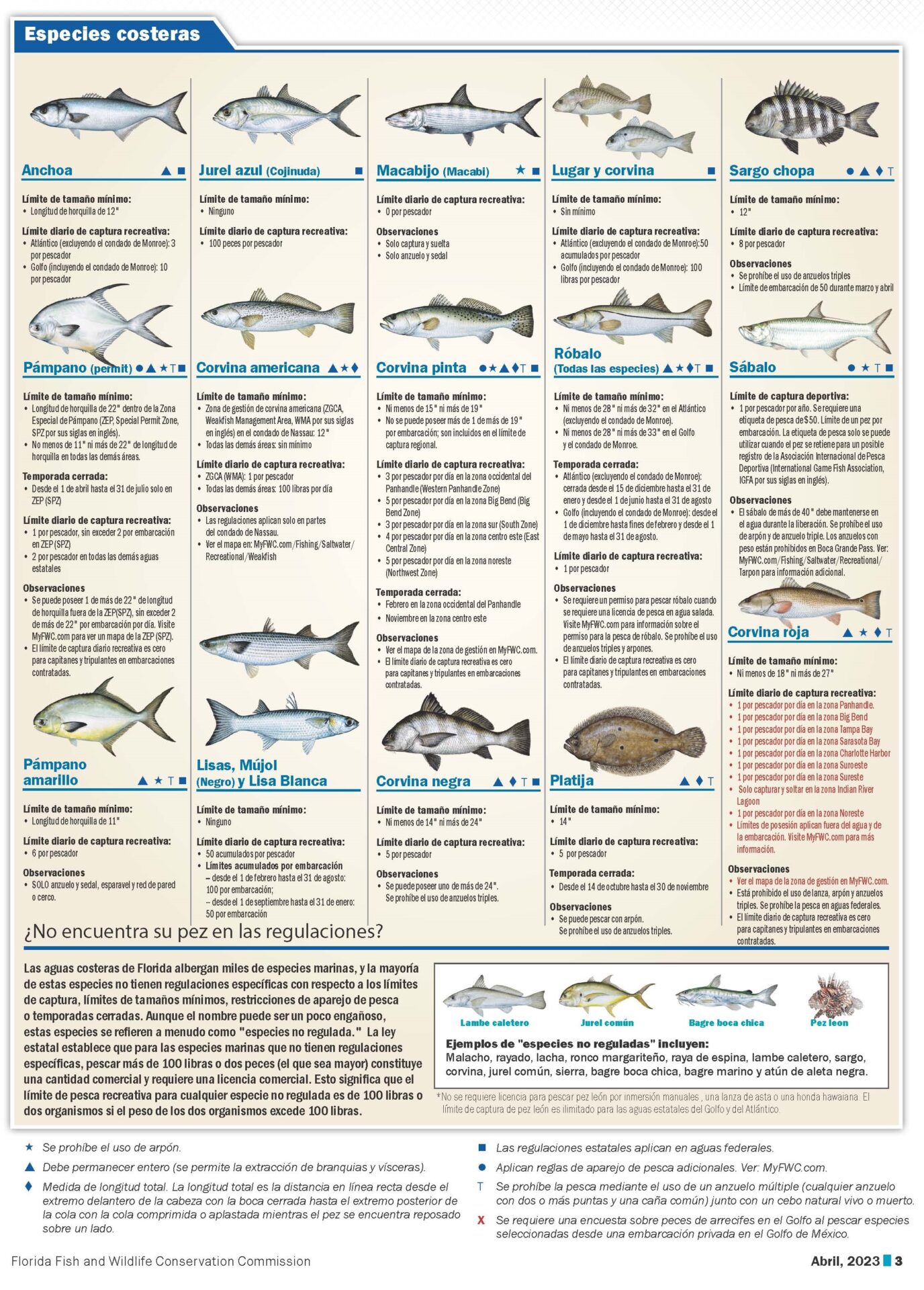 Regulaciones de Pescas en la Florida3
